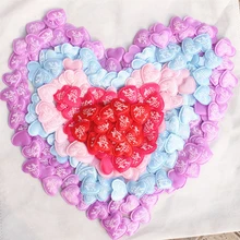 100 шт. 3,5 см DIY сердце свадебные украшения из лепестков Атлас "I love you" тканевый искусственный цветок лепестки предложение свадебных декоров B