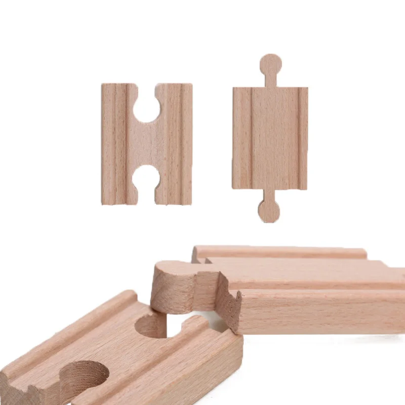 5.4cm 2pcs Male-Male Female-Female Wooden Train Tracks Set Adapters Fits Railway Accessories Eucational Toys