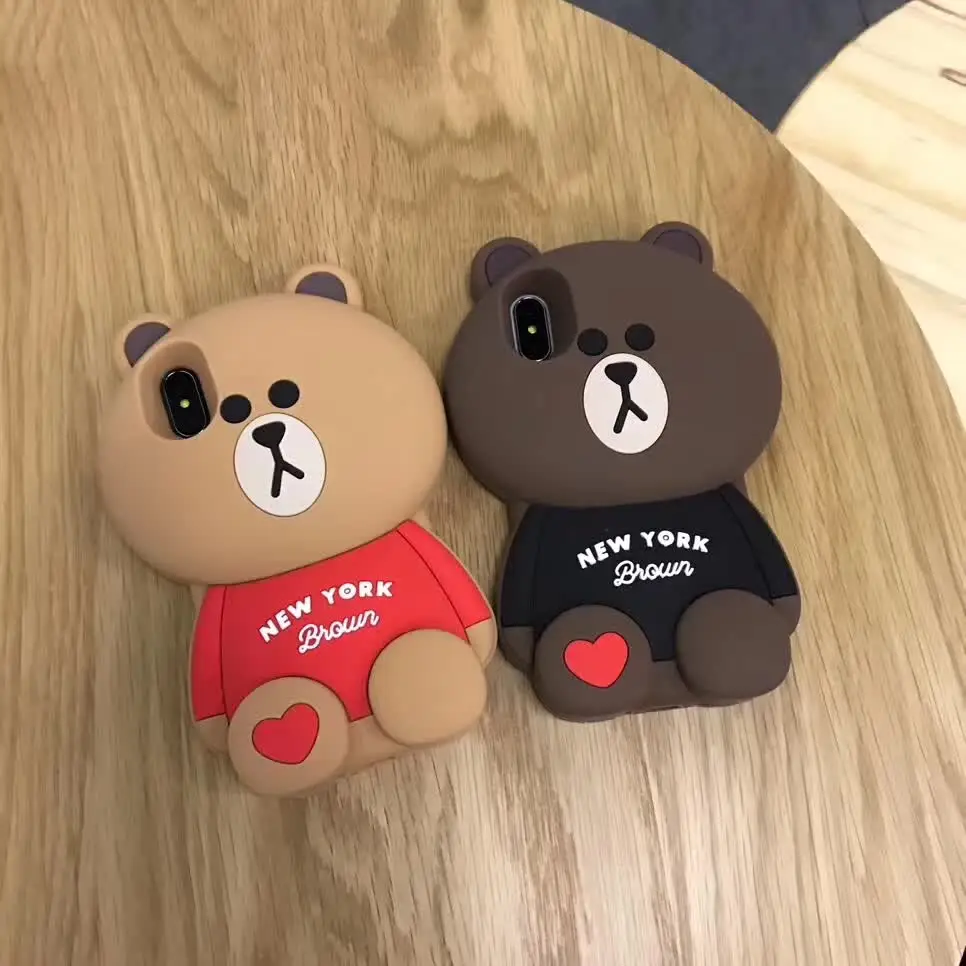 

Marchcover 3D cute Cartoon Jungle Bear Soft Silicone Case For iPone 8 7 6 6s plus X XS MAX Cover