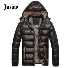 JASINO Brand Men warm casual winter down jackets men cotton black hooded basic wind breaker jackets coats down parkas men hoodie