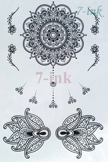 073 20 De Réductionart Corps Tatouage Autocollant Fleur Lotus Mandala Mehndi Tatto Transfert Deau Faux Tatto Flash Tatouage Pour Fille Femmes