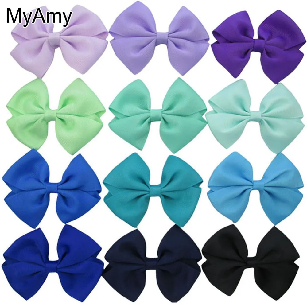 

MyAmy 40pcs/lot 5'' girls large grosgrain hair ribbon bows WITH alligator hair clips boutique bow teens children hairbow