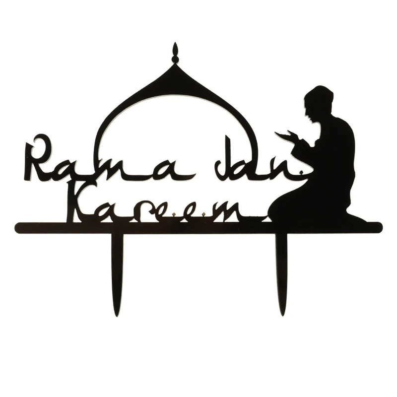 

Happy Eid Mubarak Cake Toppers Gold Silver Muslim Eid Party Decoration Radaman Card Insert Cake Baking Accessory