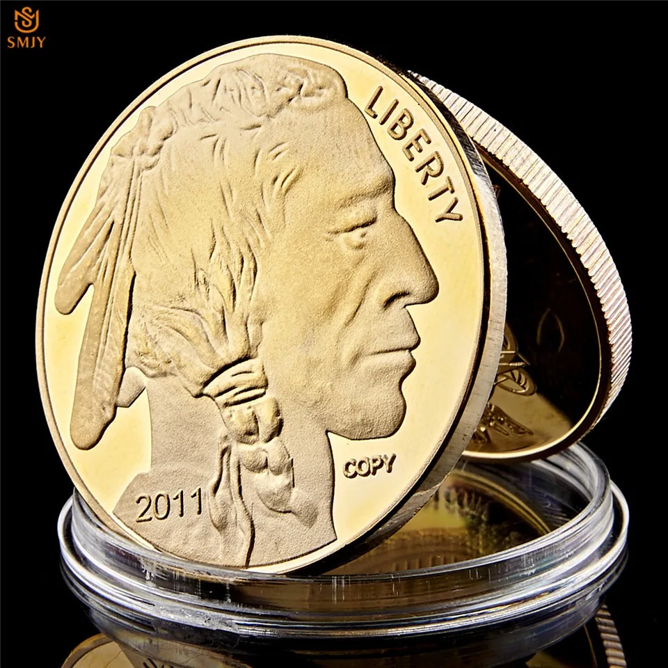 

2011 US $50 Buffalo Buffalo and Free Native American Replica Gold Commemorative Coin Collection - In God We Trust