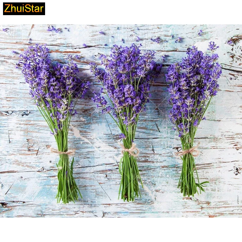 

5D Diy diamond painting cross stitch "3 Bundle Lavender" Full Square Diamond embroidery Needlework Rhinestone Mosaic Crafts 1231
