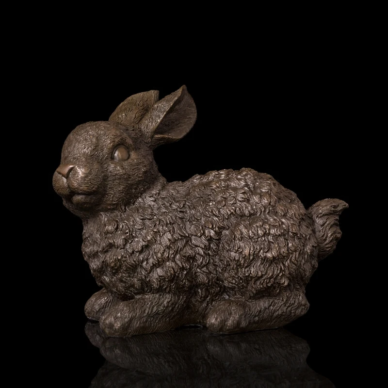 Pure Bronze Money Rabbit statue Chinese Zodiac Rabbit chinese feng shui