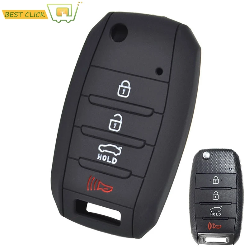 

Silicone Key Case Cover For Kia Sedona Optima Sportage Sorento Soul Forte Keyless Fob Shell Skin Keyring Key Holder Protector