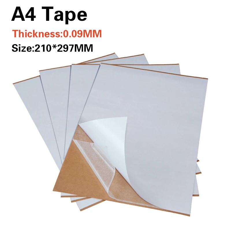 50 folhas/lote A4 Folha Adesiva Dupla Face Transparente Claro DIY peças