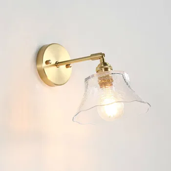 

Bedroom bedside brass glass wall lamps vintage personality minimalist glass creative hand hammer lamps LU8201626