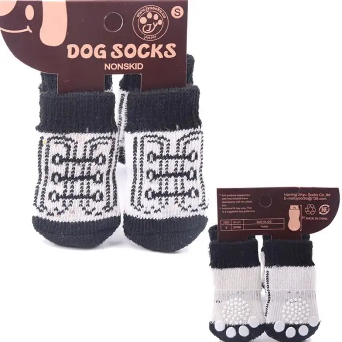 4 шт. носки для домашних собак Нескользящие мягкие теплые дышащие эластичные носки для осени и зимы HG99
