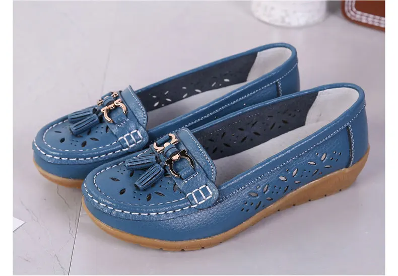 Casual shoes flats female fashion women summer genuine leather slip on women shoes loafers solid comfortable shoes woman