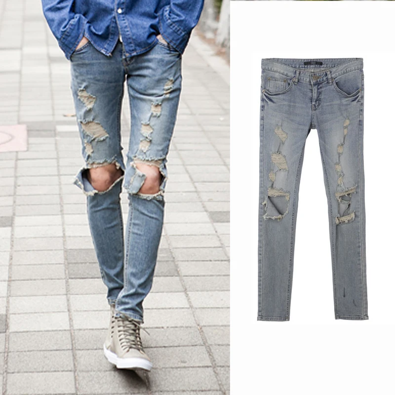 stone washed ripped jeans mens