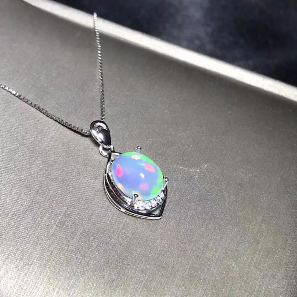 Натуральное опаловое ожерелье, 7*9 мм, австралийская горная зона, меняющие цвет и красочные, 925 серебро