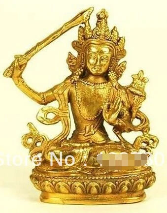 

0 BRONZE SEATED MANJUSRI STATUE Figurine Buddhism Juana Mudra Wisdom Feng Shui 4