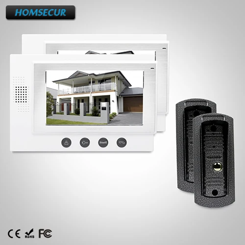

HOMSECUR 7" Wired Video Door Entry Phone Call System with Metal Case Camera : TC041 Camera + TM701-W Monitor (White)
