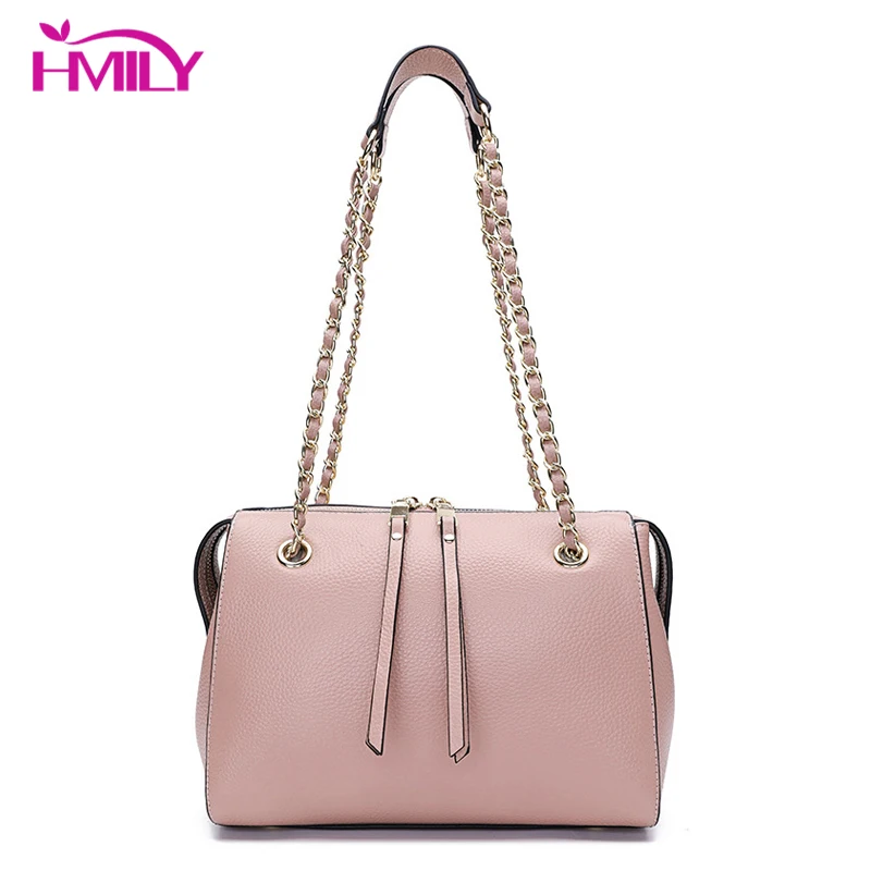

HMILY Chain Women Shoulder Messenger Bag Genuine Leather Female Handbags Real Cowskin Ladies Small Crossbody Bag Trendy
