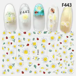 LCJ 1 лист 12 см * 7,5 см 3D выбитый Nail Стикеры Цветок Клей DIY маникюр ползунок ногтей Советы украшения наклейки