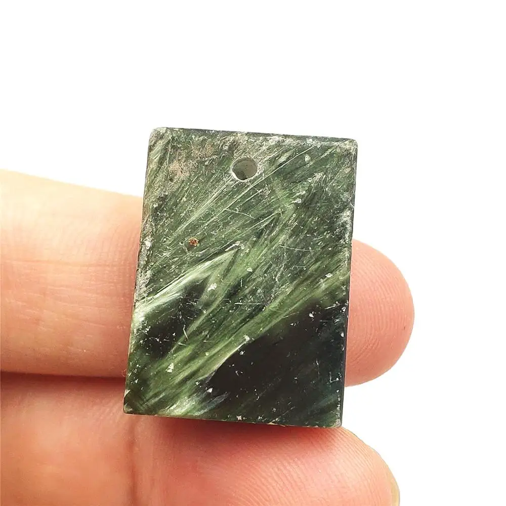 

Top Quality Natural Green Seraphinite Reiki Stone Pendant 23x17x8mm Rectangle Shape Women Men Crystal Necklace Pendant AAAAA