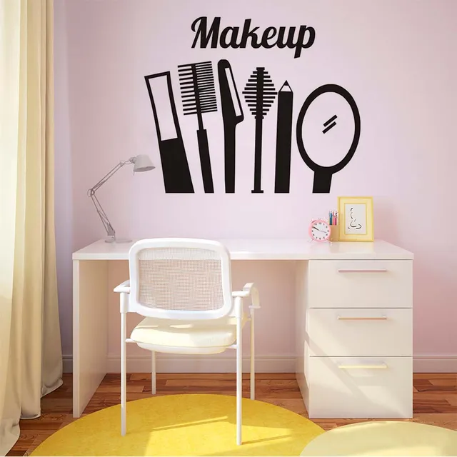 a set of make up tool vinyl wall stickers home decor girls bedroom