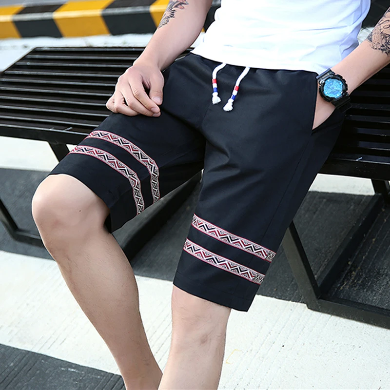 Fashion Design Summer Washed Cotton Linen Men Shorts Beach Vacation Man