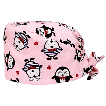 

Penguin Captain Women's Surgical Hat Medical Cap Dental Clinic Hats Hospital Work Hat 100% Cotton Doctor Professionals Caps