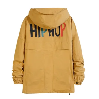 

2019 Spring Autumn Fashion Hooded Black Pullover Jacket Men Hip Hop Letter Loose Couple Jackets Coats 4XL 5XL Drop Shipping