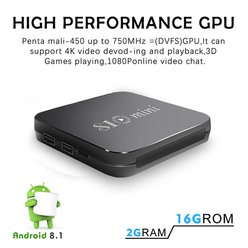 S10 мини ТВ коробка Android 8 1 Смарт 2 Гб 16 Amlogic S905W Четырехъядерный 4K телеприставка 4G WIFI