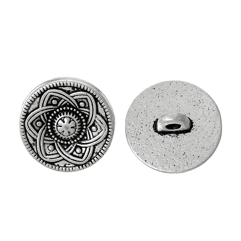 Hoomall бренд 30 шт. полые цветочные декоративные металлические кнопки 15 мм Серебряный тон подходят для шитья, скрапбукинга Швейные аксессуары