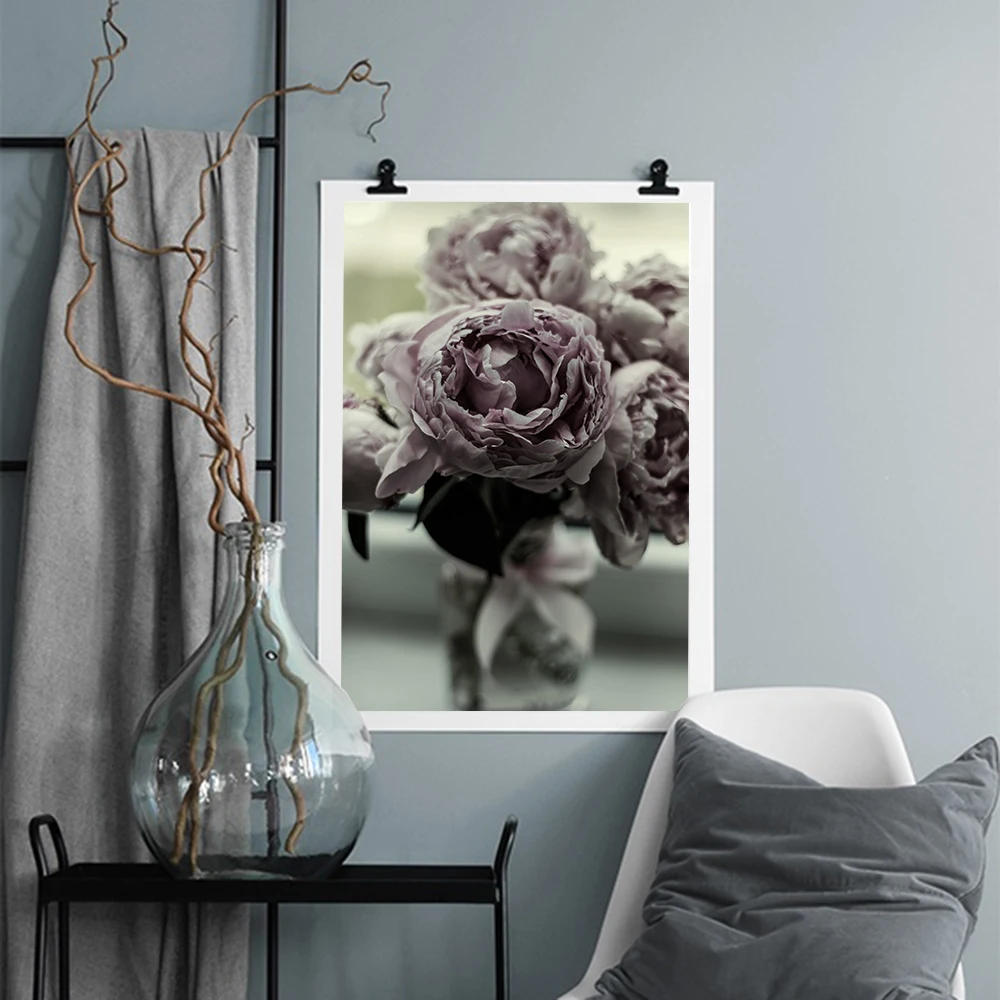 Gray Roses Posters and Prints Modern Home Decor Canvas Painting Wall