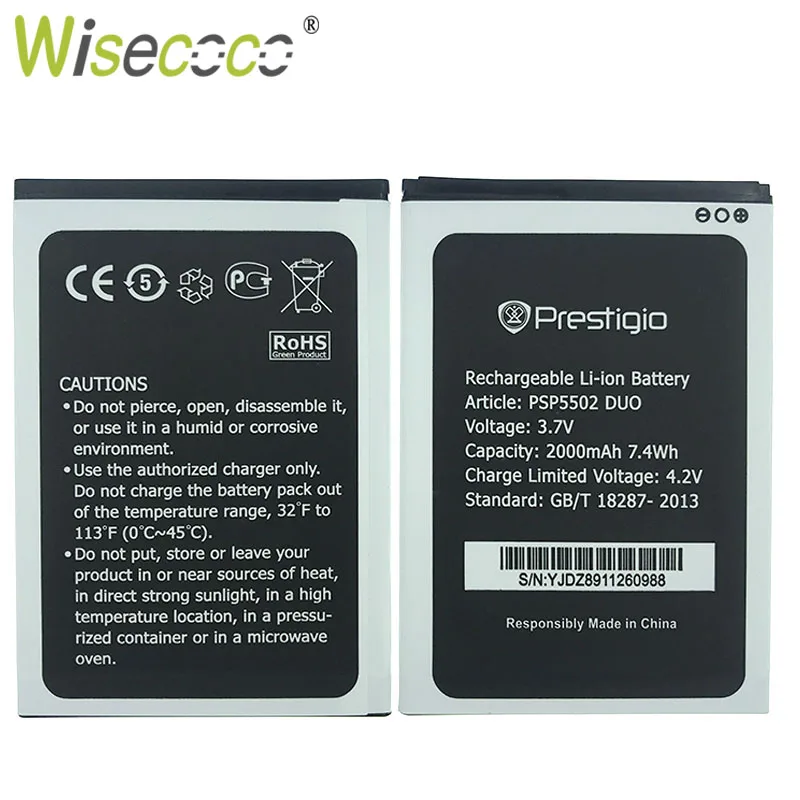 Wisecoco PSP5502 DUO Аккумулятор для Prestigio PSP5502DUO PSP3527 PSP3507 DUO Wize N3 Muze A5 Сменный аккумулятор для телефона+ код отслеживания