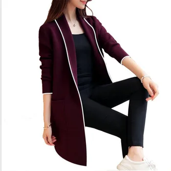 

Large size wild long sleeves solid color sweater women's jacket 2019 spring and autumn new cardigan solid color sweater 3xl C094