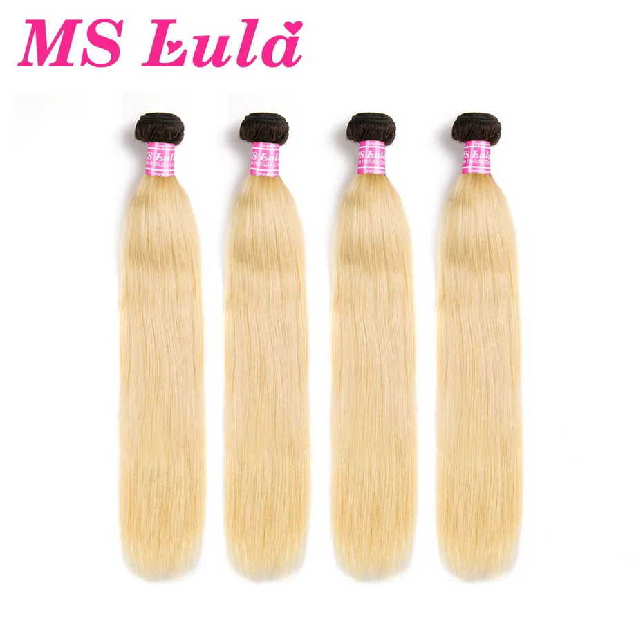 MS Lula Brazilian Ombre Blonde Dark Roots Hair Weave Color 1b/613 Straight 4 Bundles Deal 4pcs 100% Human Remy Extensions | Шиньоны и