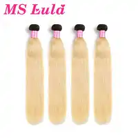 MS Lula บราซิล Ombre สีบลอนด์ Dark Roots Hair สานสี 1b/613 ตรง 4 ชุด 4 pcs 100% มนุษย์ Remy ผม