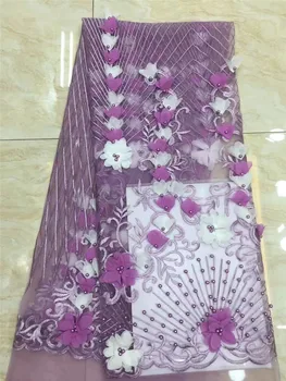 

Pretty flowers luxury Nigerian french lace fabric YG-567 Embroidered lace fabric with beads for Nigerian dress