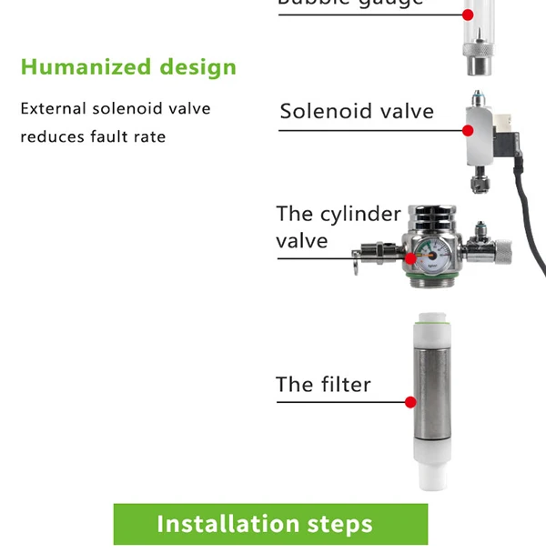 Аквариум CO2 регулятор с обратным клапаном счетчик пузырьков Магнитный Соленоидный клапан