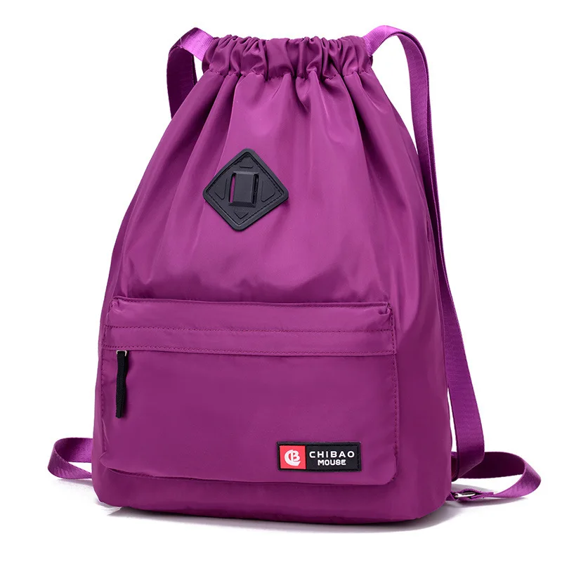 Складные веревочные рюкзаки, дорожная сумка на плечо для мужчин и женщин, водонепроницаемый нейлоновый рюкзак, сумка на шнурке, Спортивная уличная Водонепроницаемая modis - Цвет: Фиолетовый