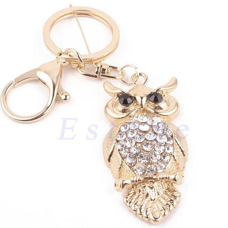 

Owl Keychain Rhinestone Crystal Keyring Key Ring Chain Bag Charm Pendant Gift