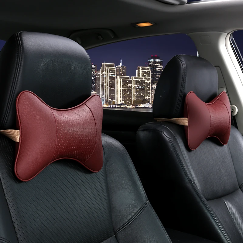 KKYSYELVA Leather Car Neck Pillow Comfort Breathable Auto headrest
