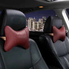KKYSYELVA Couro Conforto Respirável Auto encosto de cabeça do Carro Pescoço Travesseiro Travesseiros Almofada Do Assento de Apoio Acessórios Interior Preto