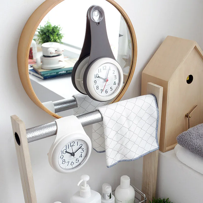 

1 Pcs Mrosaa Bathroom Shower Silica Wall Clock Waterproof Suction Cups Clock Home Kitchen Refrigerator Decor Clock Accessories