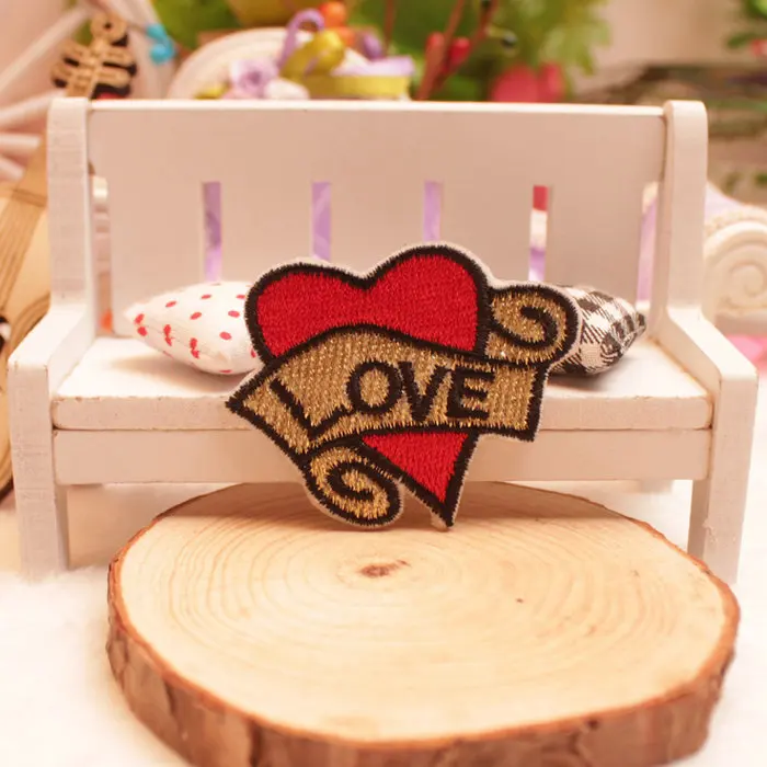 Love Red Heart Iron On Cloth Patches 2pcs