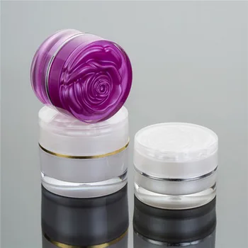 شراء300 قطعة/الوحدة 5g 10g تجميل فارغ التجميل جرة كريم الوجه وعاء زجاجة حاوية أكريليك مع روز نمط كاب صندوق قابل للحمل
