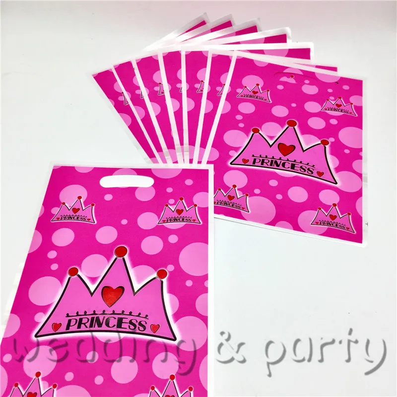 

10pcs/lot 16cm*25cm Pink Prince Crown cartoon loot bag party favor gift bag kids happy birthday party decoration baby shower