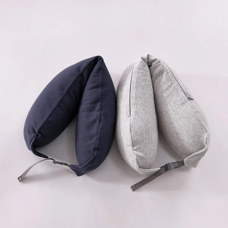 Jual Berkerudung Perjalanan Leher Bantal dengan Hood Leher Dukungan Warna Solid U Bentuk untuk Pesawat Mobil Ringan dengan Mudah Portabel Leher bantal