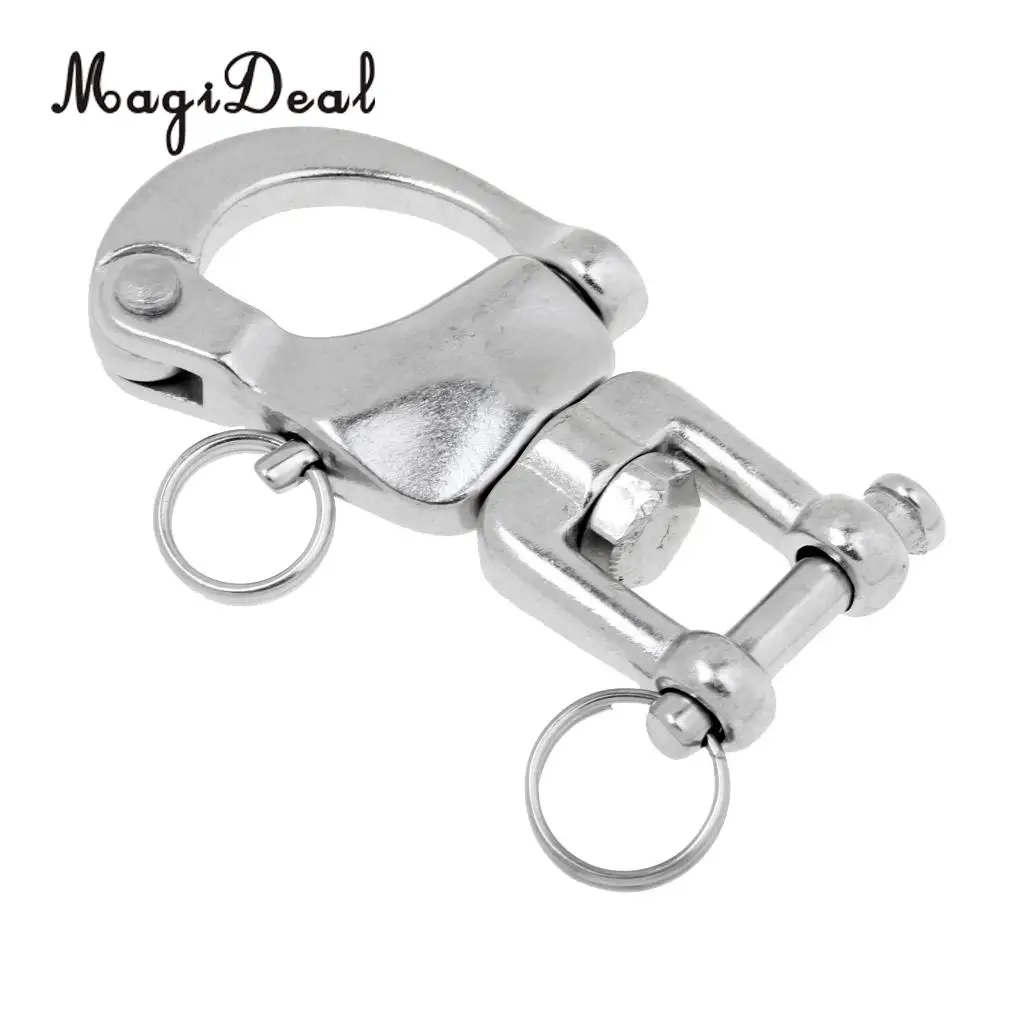 MagiDeal Snap Swivel 304 Stainless Steel Heavy Duty Snap Shackle D Ring Shackle Kayak Marine Boat Hardware 3 Size for Canoe Boat