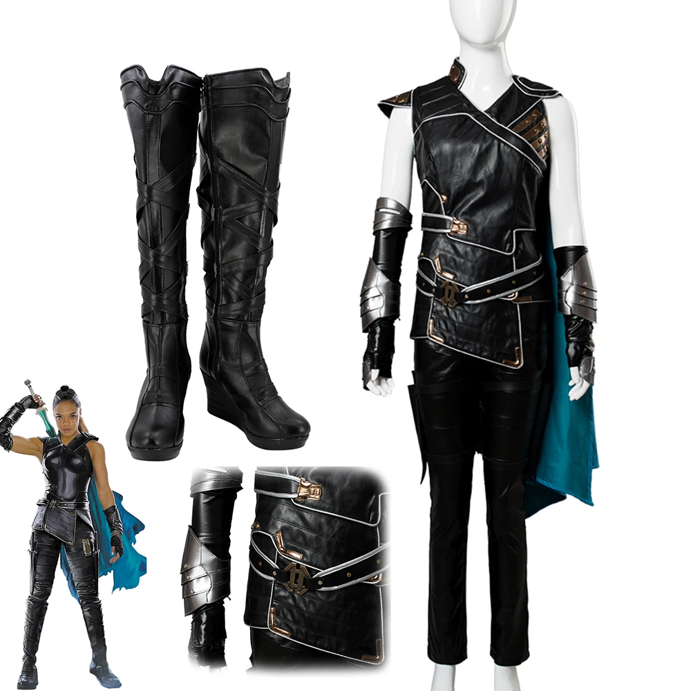 

The Avengers Thor 3 Ragnarok Valkyrie Cosplay Costume Boots Outfit Dress Gown Suit Cape Vest Women Men Carnival Cosplay Costume