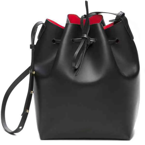 Новейшая сумка-мешок mansurstudio, женская сумка через плечо из натуральной кожи, Gavriel женская кожаная сумка через плечо - Цвет: black and red S