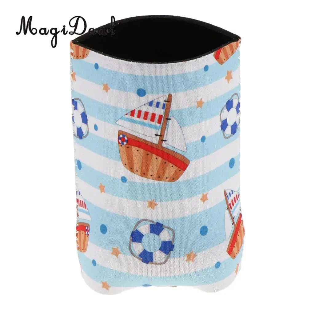Cute Animal Puppy Zebra Prints Neoprene Beer Can Cooler Sleeve Insulated Reusable Coffee Cup Sleeve