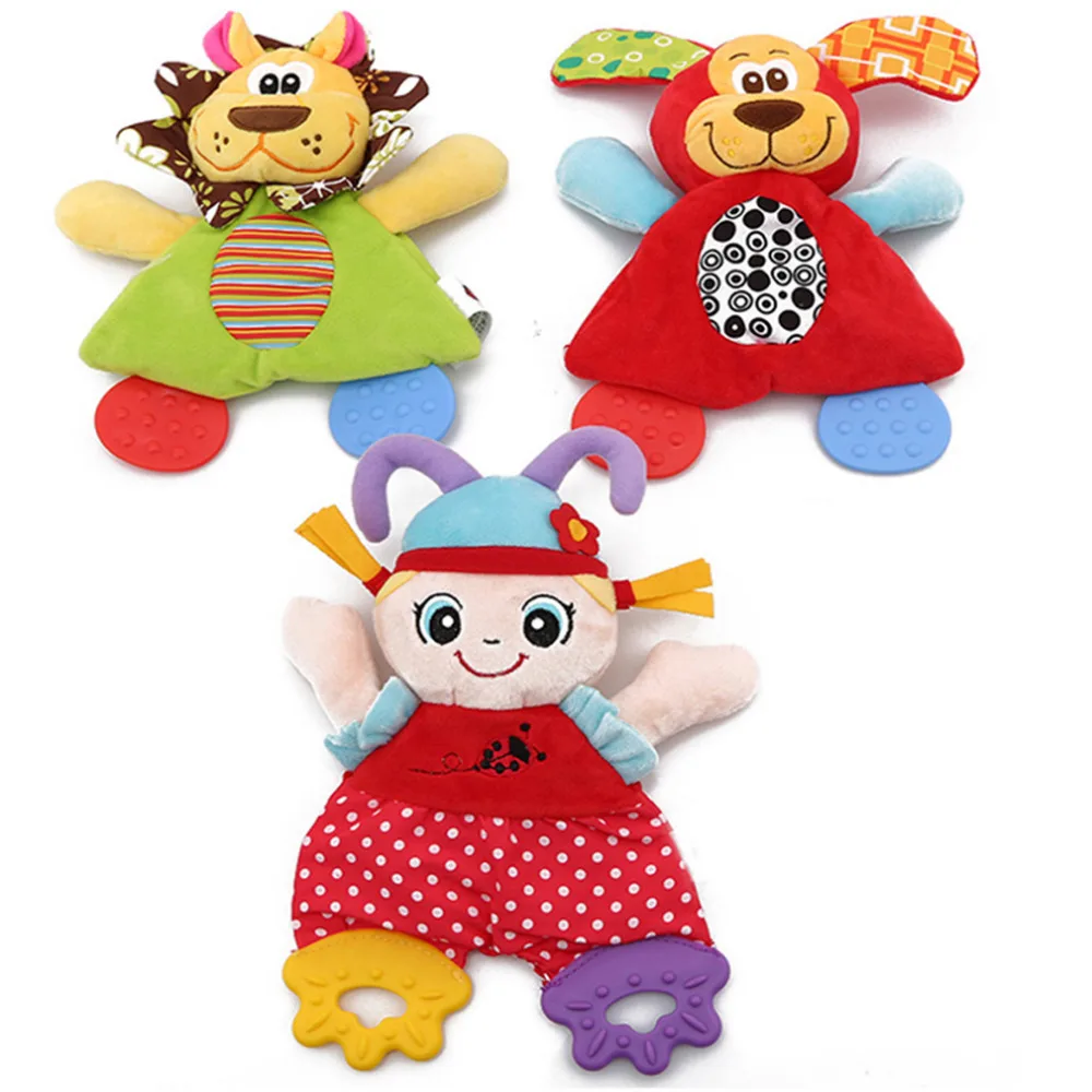 

Comfort Towel Infant Cute Plush Toy Sound Paper Hand Ring And Teether Soft Appease Stuffed Toy Playmate Calm Doll Baby Rattle