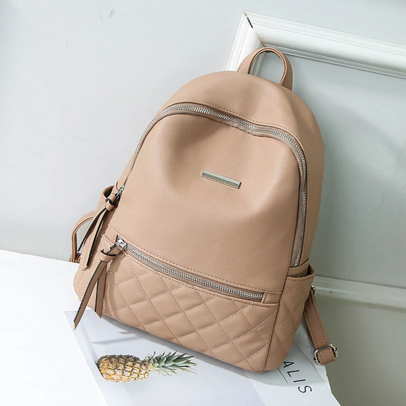 

Diamond Lattice women Backpack big School Bags for Teenage Girls PU Leather Travel bag Fashion backpack female bags Daypack bao